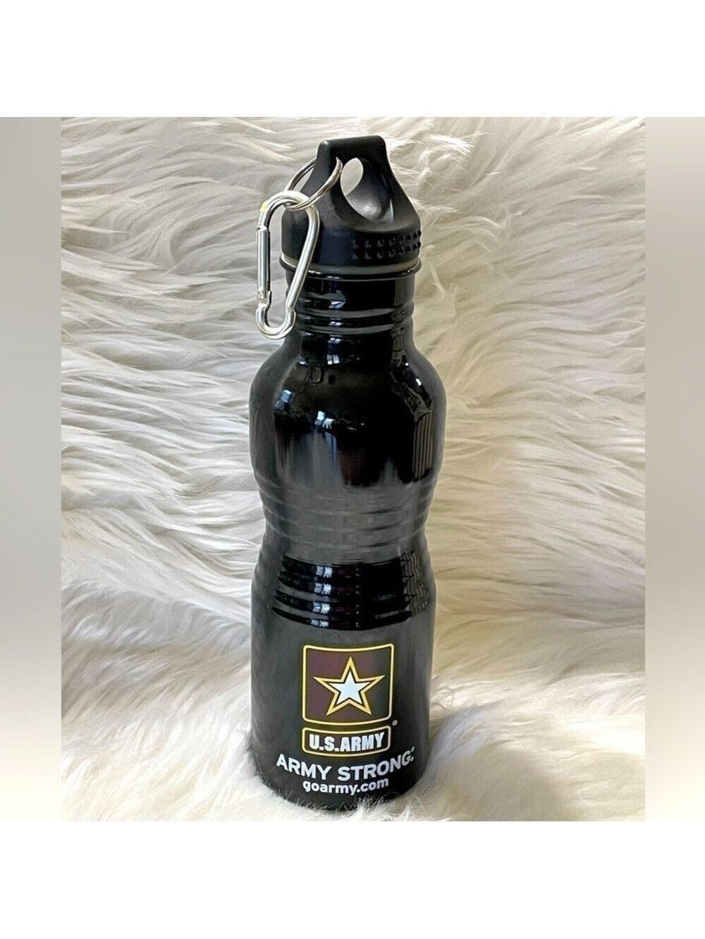 Army Water Bottle Metal With Clip NWOT